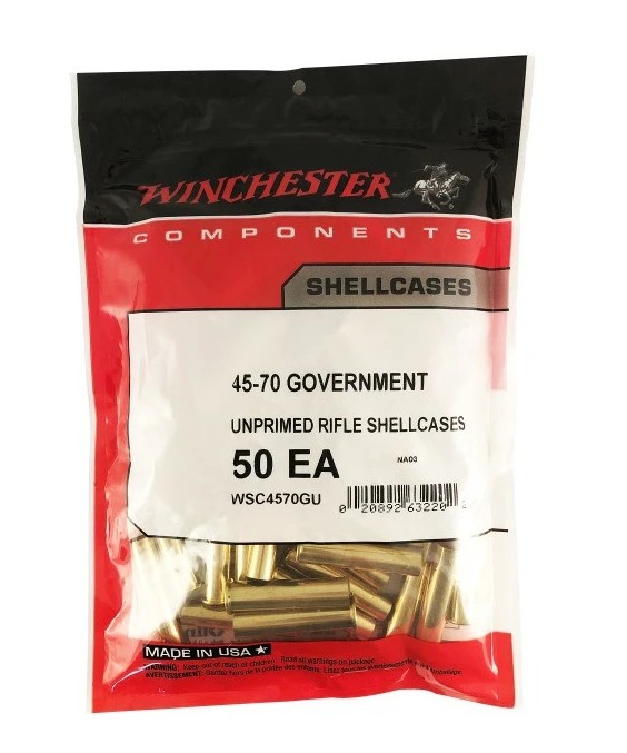 WINCHESTER UNPRIMED BRASS CASES 45-70GOVT 50PK