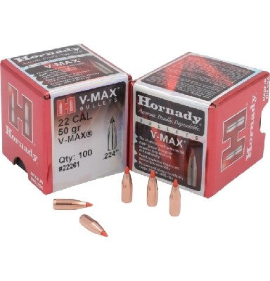 HORNADY .224 22CAL 50GRN V-MAX PROJECTILES 100PK