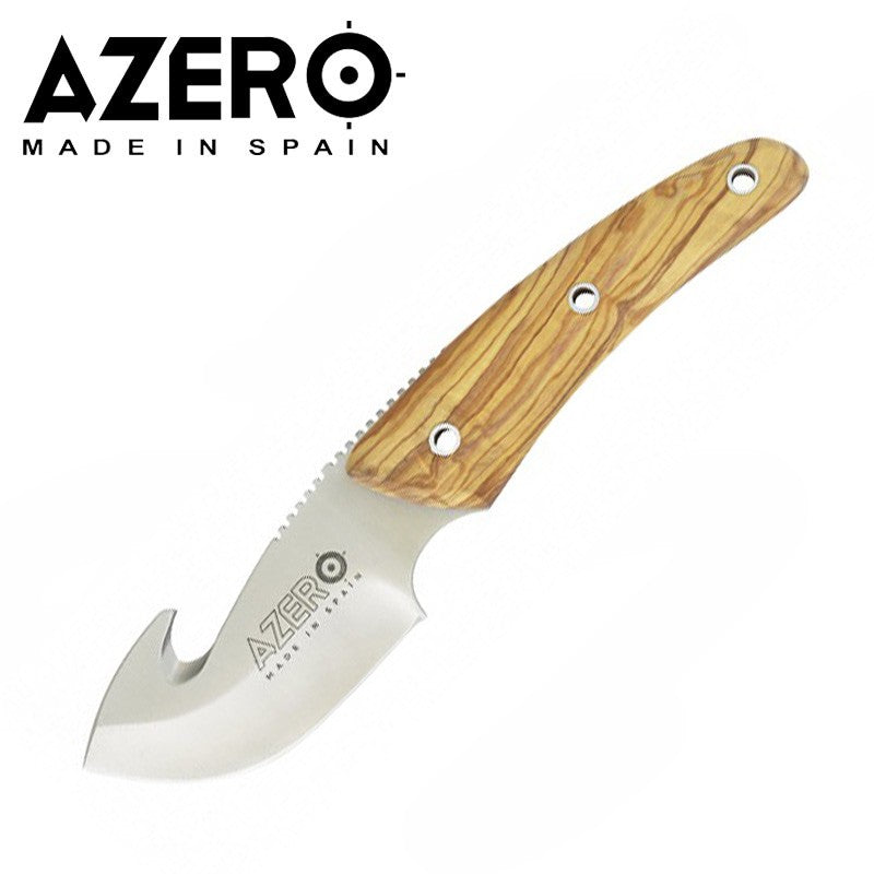 AZERO OLIVE WOOD GUT HOOK SKINNER KNIFE 150MM