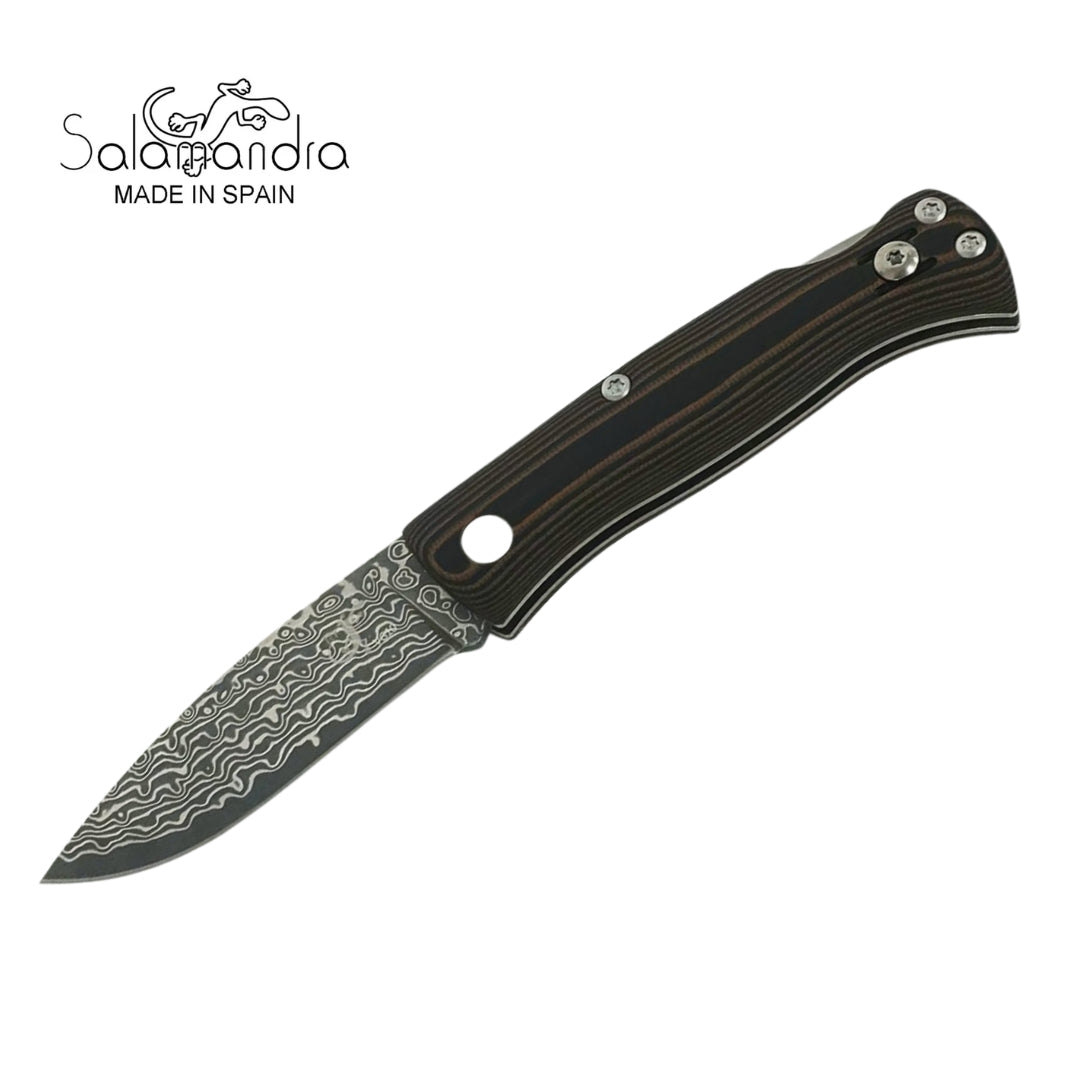 SALAMANDRA GEMINIS DAMASCUS FLAX FOLDING POCKET KNIFE