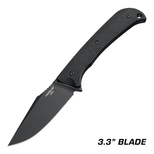 HOGUE EXTRAK KNIFE 3.3" FIXED CLIP POINT BLADE CPM M4 BLACK CERAKOTE G10