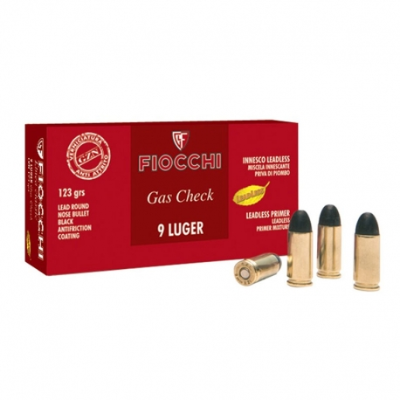 FIOCCHI 9MM LUGER GAS CHECK LRN 123GRN 50PK