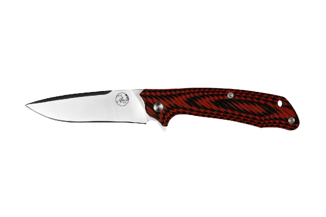 TASSIE TIGER RED/BLACK HANDLE FOLDING KNIFE