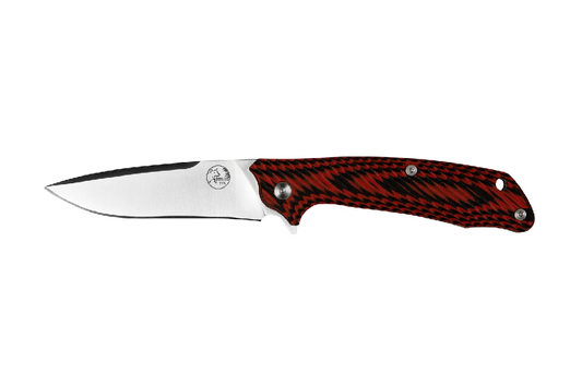 TASSIE TIGER RED/BLACK HANDLE FOLDING KNIFE