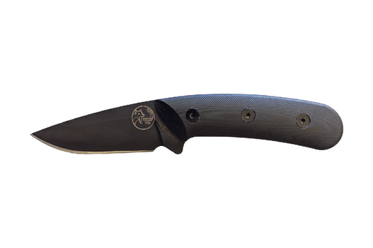 TASSIE TIGER AUS MADE G10 HANDLE DROP POINT KNIFE W/LEATHER SHEATH