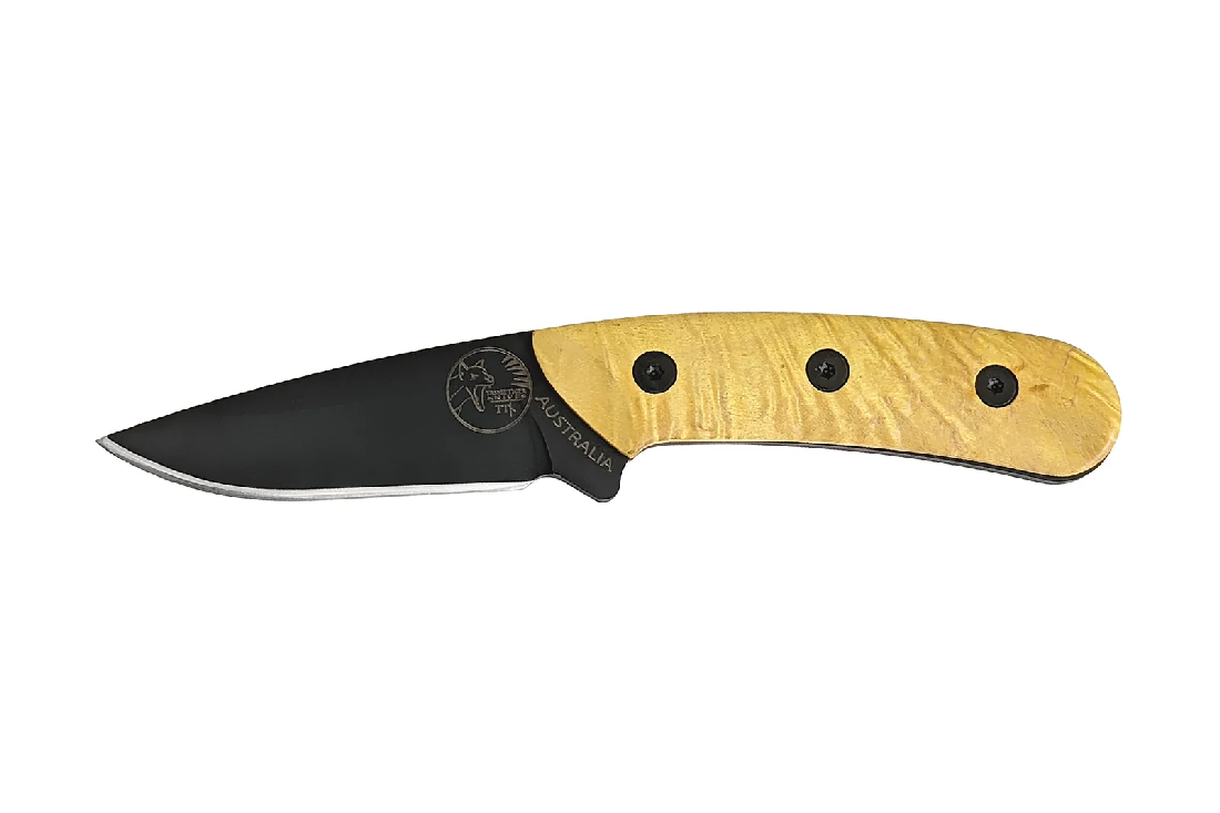 TASSIE TIGER AUS MADE GC WOOD FIXED BLADE DROP POINT KNIFE