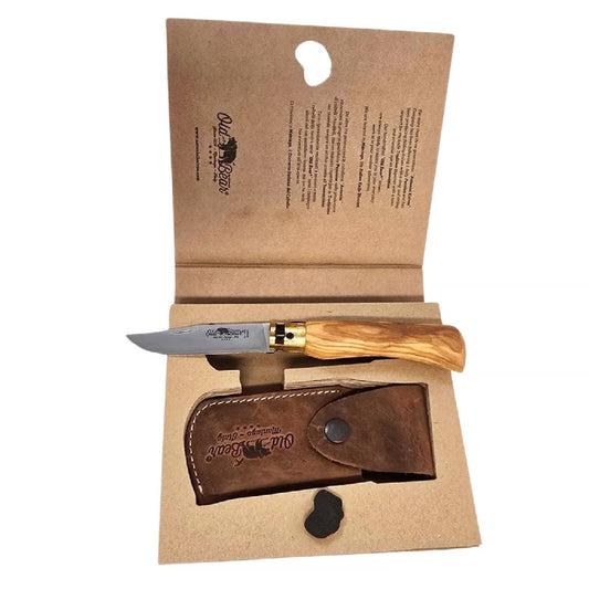 OLD BEAR CLASSICAL OLIVE WOOD POCKET KNIFE GIFT BOX SET