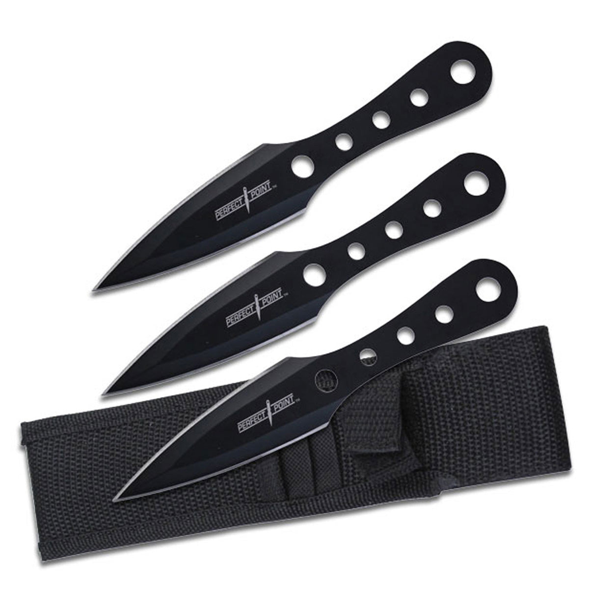 PERFECT POINT BLACK/STIANLESS STEEL THROWING KNIVES 3 PACK