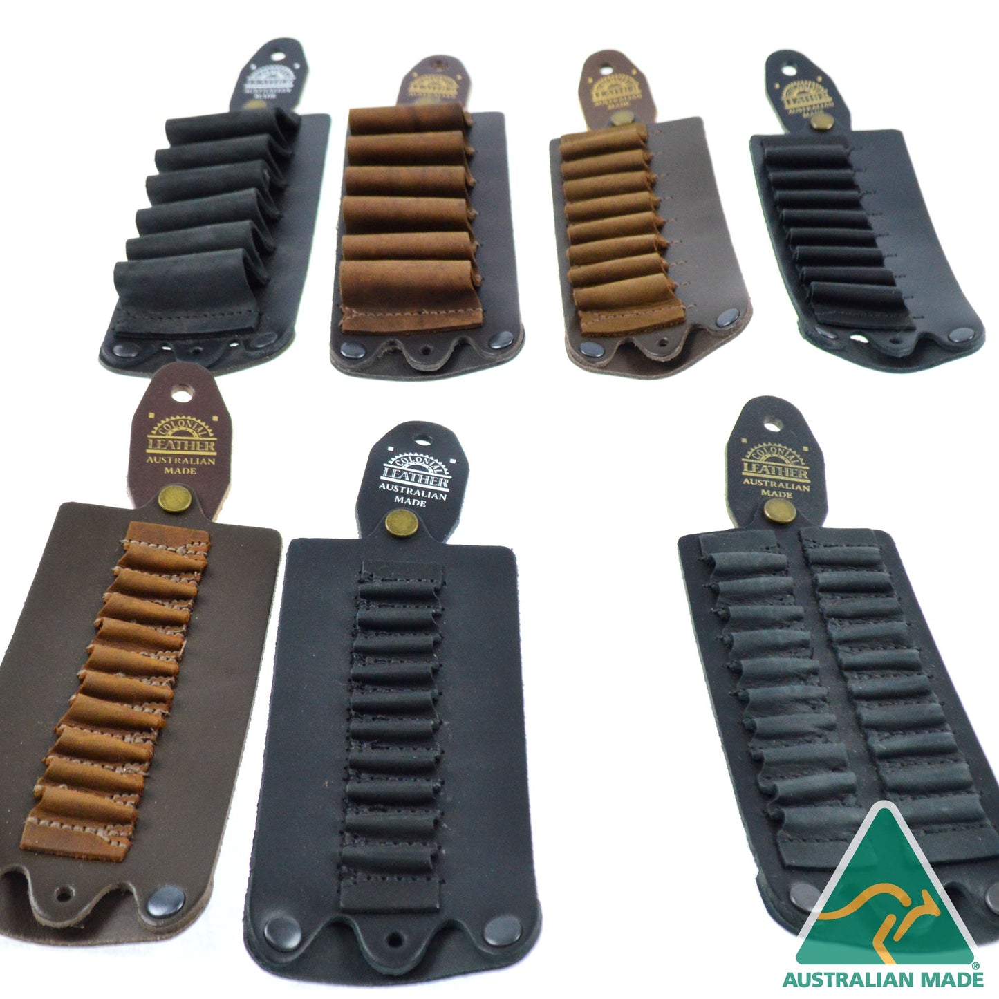 COLONIAL LEATHER SLIDE-ON AMMUNITION BELT SLEEVE 22-250/30-30 ETC BLACK