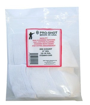 PRO-SHOT .38-10MM 2 1/4" SQ CLEANING PATCHES 250PK