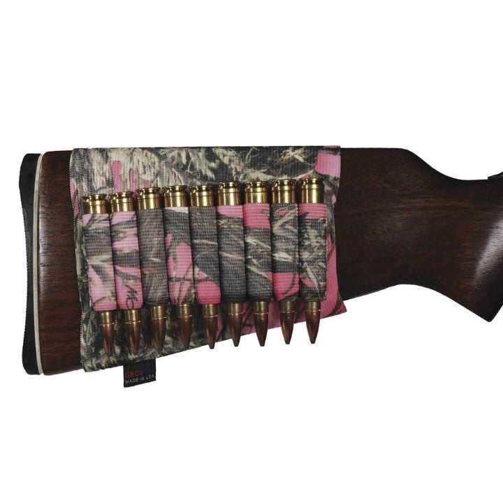 GROVTEC BUTTSTOCK CARTRIDGE SHELL HOLDER RIFLE OPEN STYLE (TRUETIMBER PINK CAMO)
