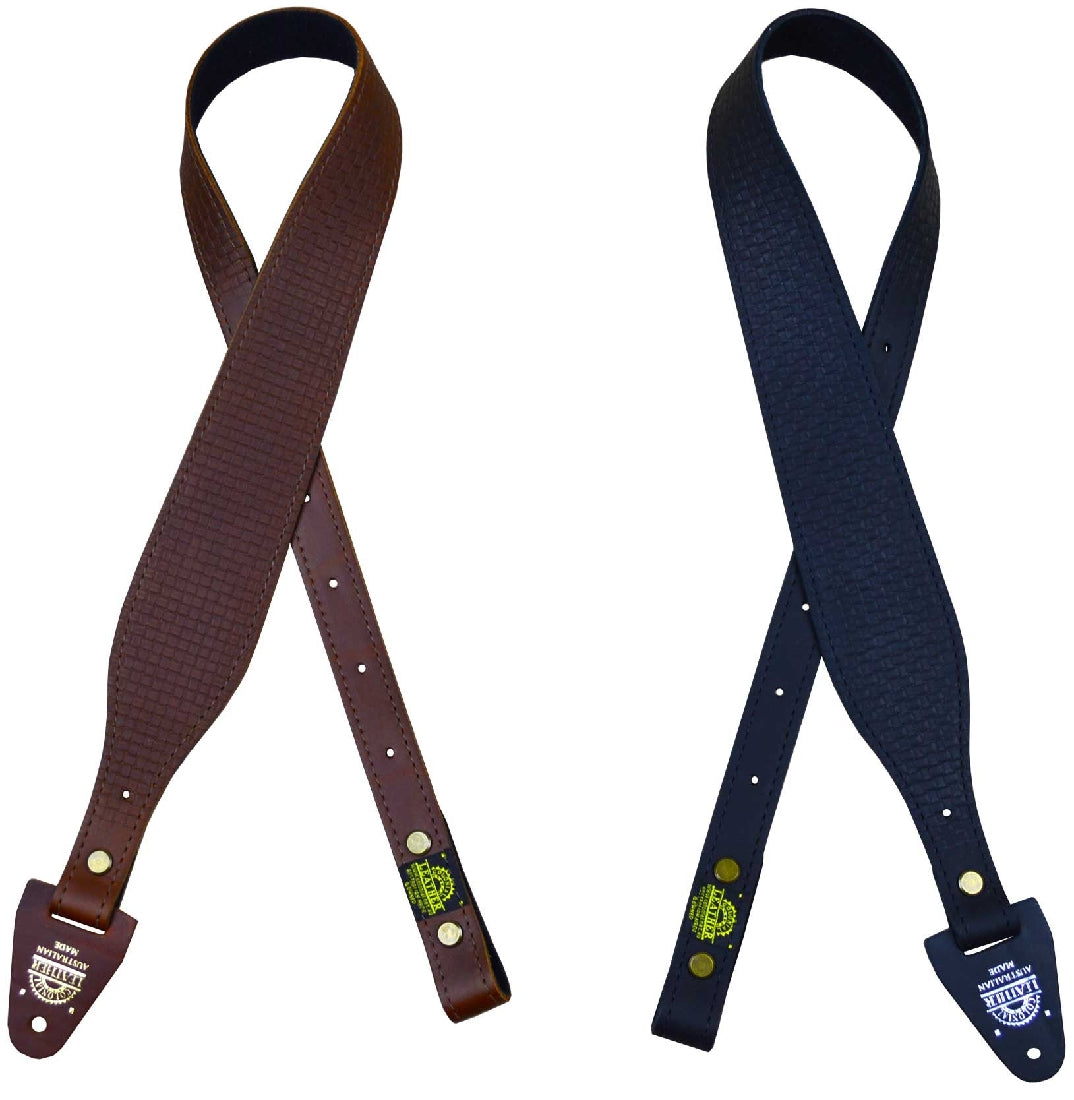 COLONIAL LEATHER BROWN 60MM TAPERED BASKET WEAVE FINISH GENUINE LEATHER GUN SLING