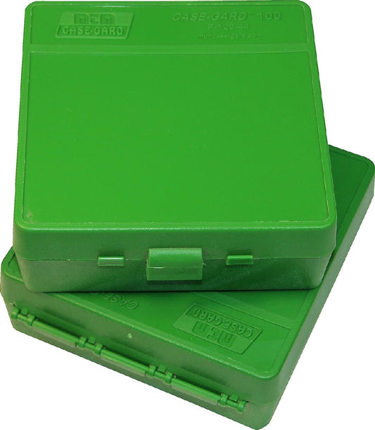 MTM PISTOL AMMUNITION BOX 100ROUND GREEN 44MAG ETC