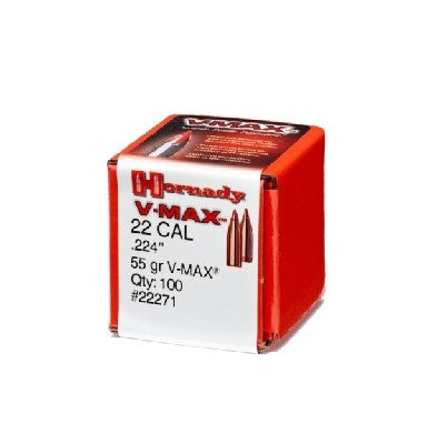 HORNADY .224 22CAL 55GRN V-MAX PROJECTILES 100PK