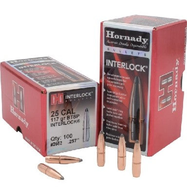 HORNADY .257 25CAL 117GRN BTSP PROJECTILES 100PK