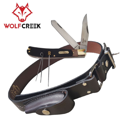 STOCKMANS LEATHER HOBBLE BELT & KNIFE PACKAGE S:32