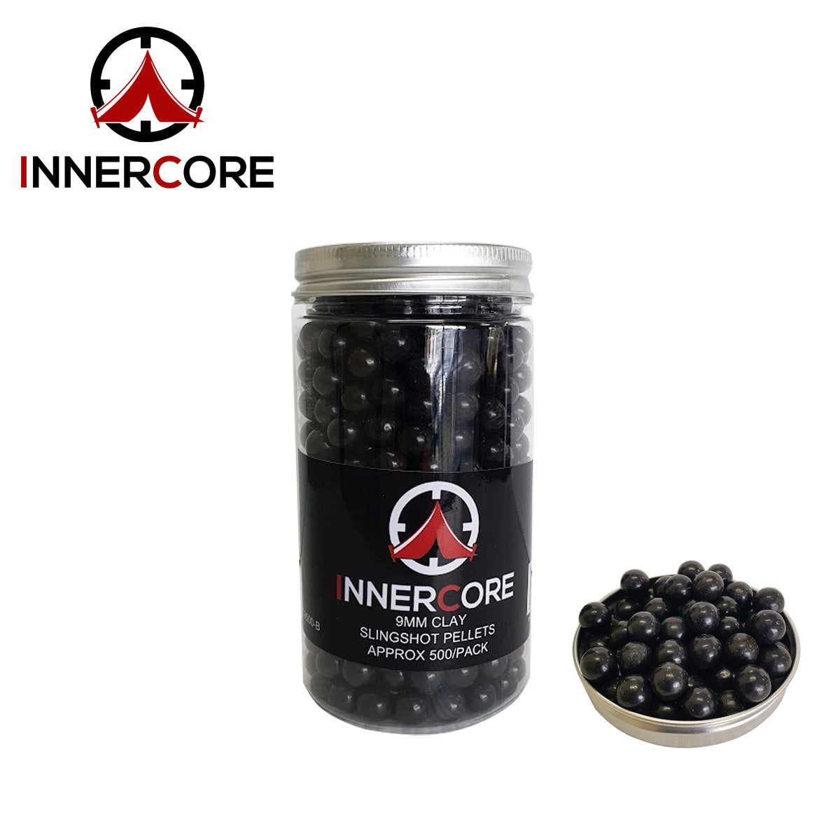 INNERCORE 9MM CLAY SLINGSHOT PELLETS 500PK - BLACK