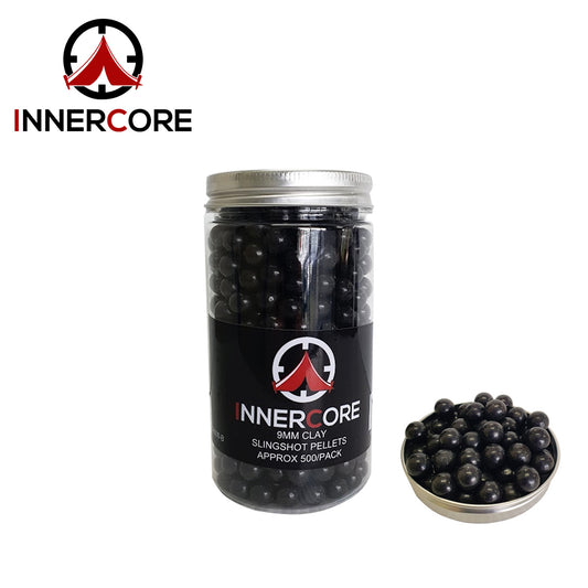 INNERCORE 9MM CLAY SLINGSHOT PELLETS 500PK - BLACK