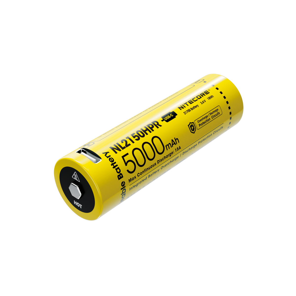 NITECORE 21700 HIGH PERFORMANCE LI-ION BATTERY, USB-C RECHARGEABLE 3.6V 5000MAH