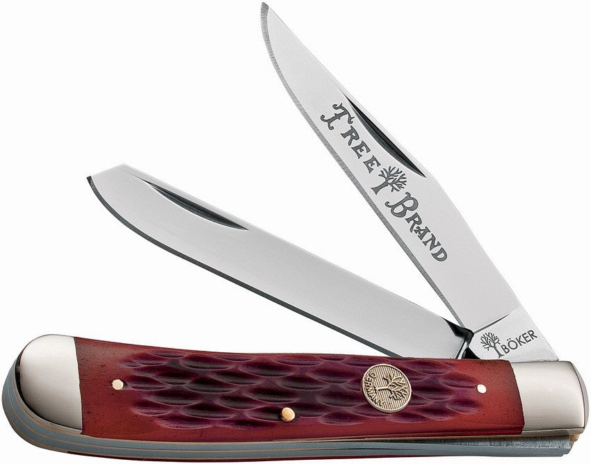 BOKER TRADITIONAL SERIES TRAPPER JIGGED RED BONE FOLDING POCKET KNIFE