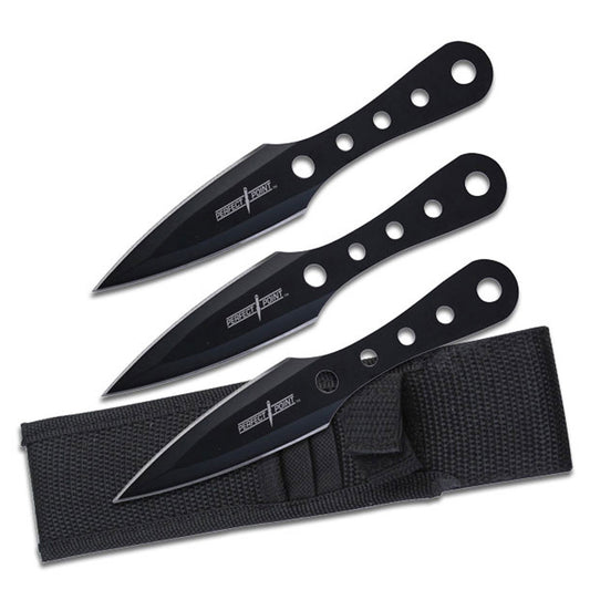 PERFECT POINT BLACK/STIANLESS STEEL THROWING KNIVES 3 PACK