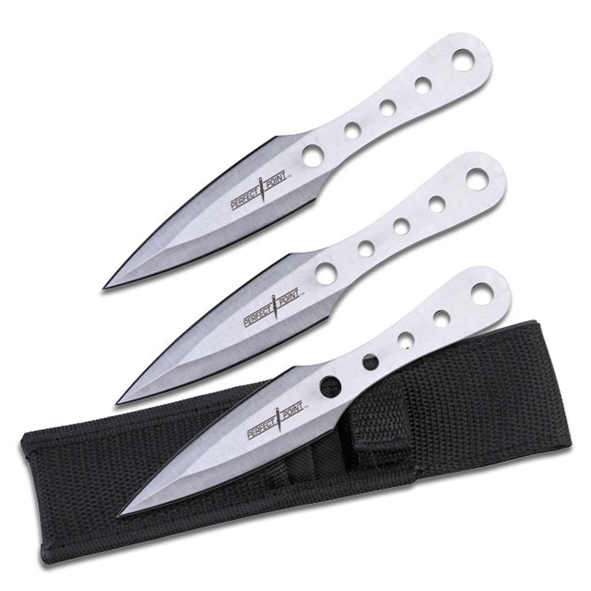 PERFECT POINT SILVER THROWING KNIVES 3 PACK