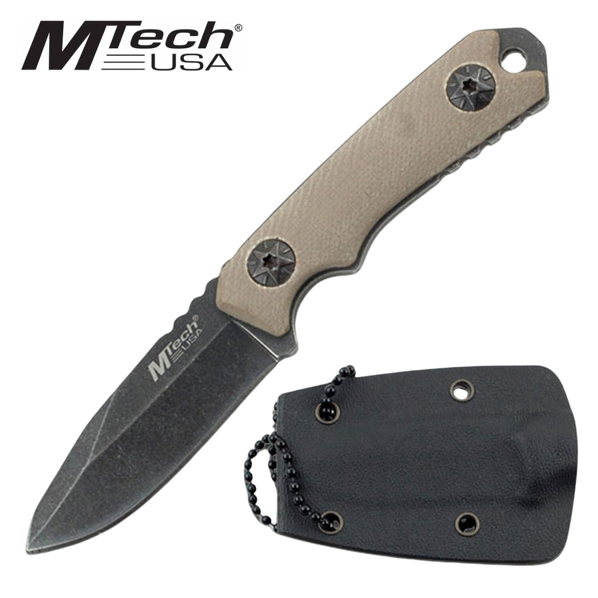 MTECH G10 STONEWASHED FIXED BLADE KNIFE
