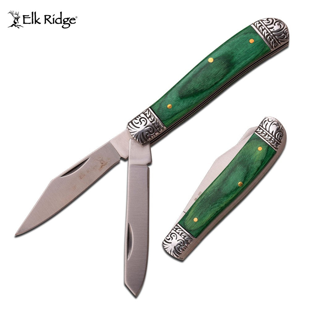 ELK RIDGE TWIN BLADE GENTLEMAN'S POCKET KNIFE GREEN