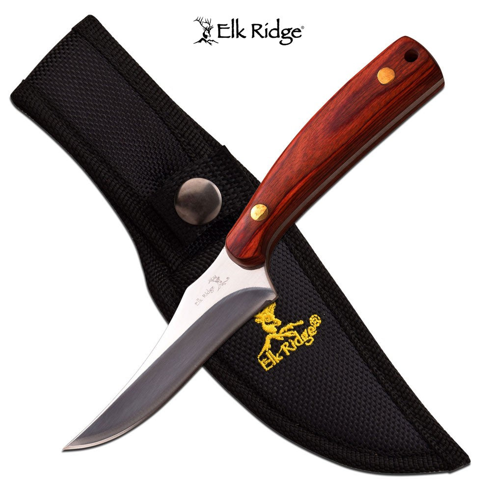 ELK RIDGE WOODEN HANDLE HUNTING KNIFE