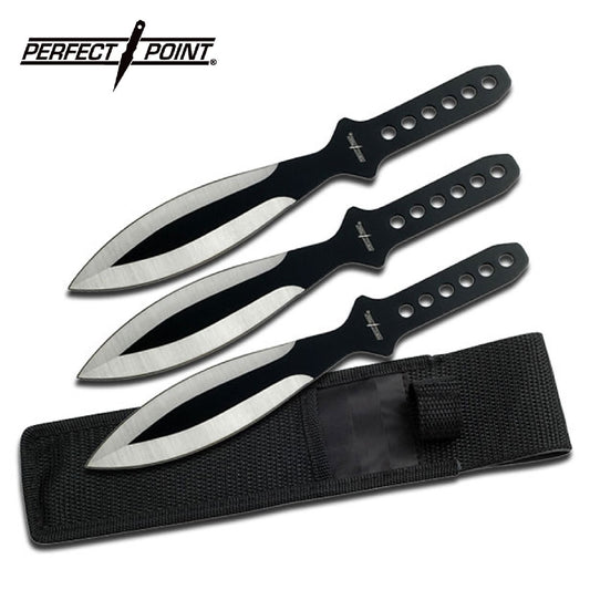 PERFECT POINT BLACK/SILVER THROWING KNIVES 3PK