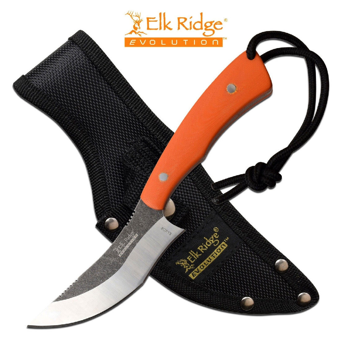 ELK RIDGE ORANGE HANDLE HUNTING KNIFE