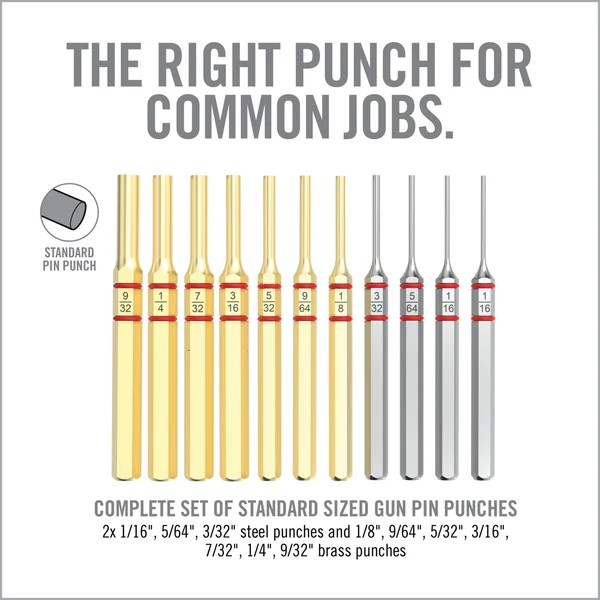 REAL AVID ACCU-PUNCH 11-PIECE STD BRASS & STEEL PIN PUNCH SET