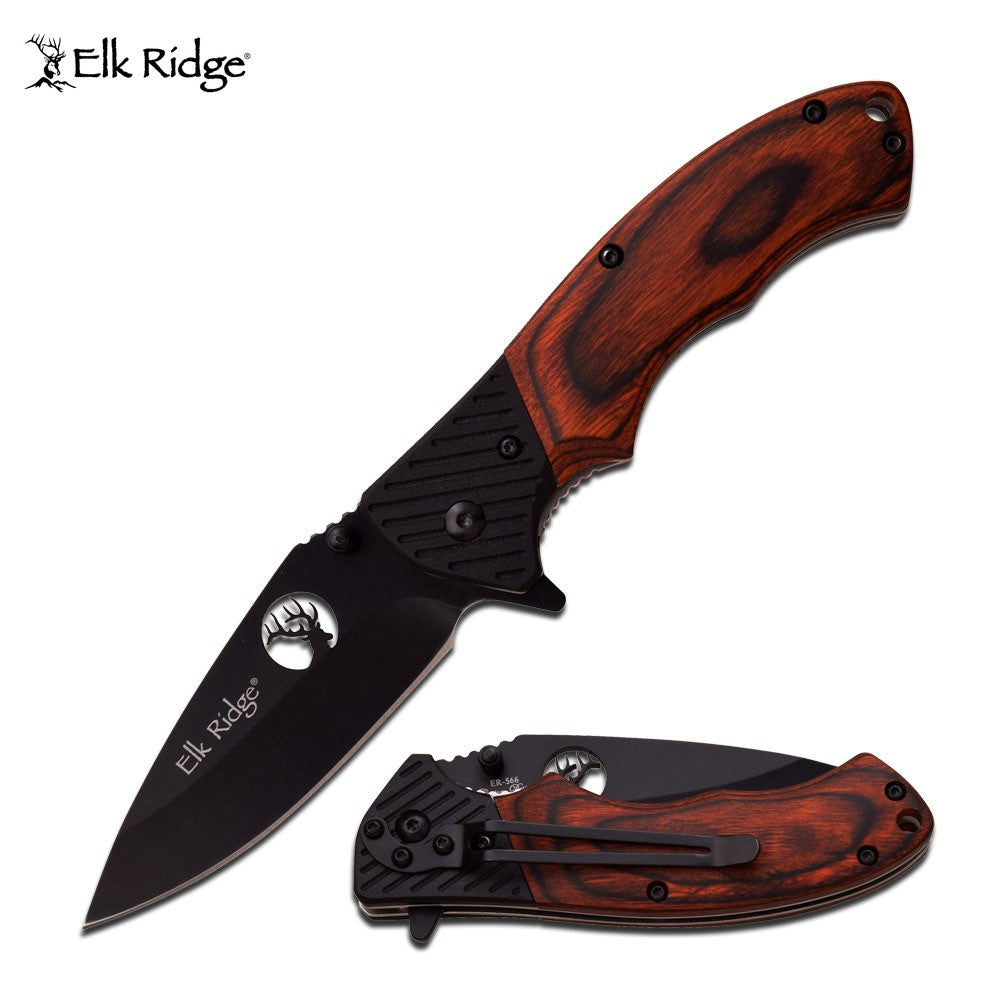 ELK RIDGE WOOD HANDLE POCKET KNIFE